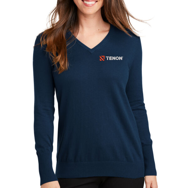 Port Authority Ladies V-Neck Sweater - Embroidered Logo Thumbnail