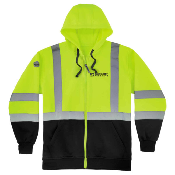 8372 Zip-Up Hi-Vis Hooded Sweatshirt - Type R, Class 3, Black Bottom - Embroidered Logo Thumbnail