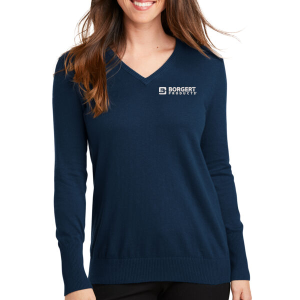 Port Authority Ladies V-Neck Sweater - Embroidered Logo Thumbnail
