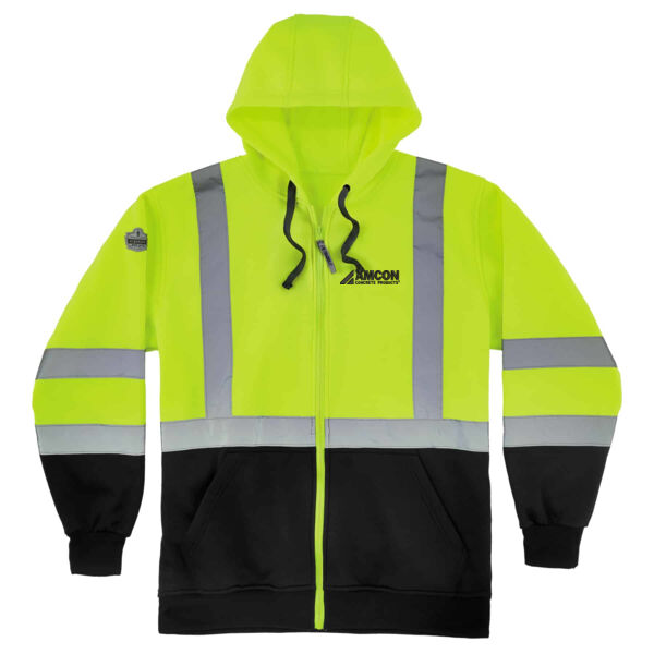 8372 Zip-Up Hi-Vis Hooded Sweatshirt - Type R, Class 3, Black Bottom - Embroidered Logo Thumbnail