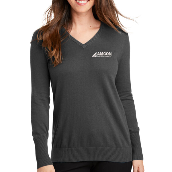 Port Authority Ladies V-Neck Sweater - Embroidered Logo Thumbnail